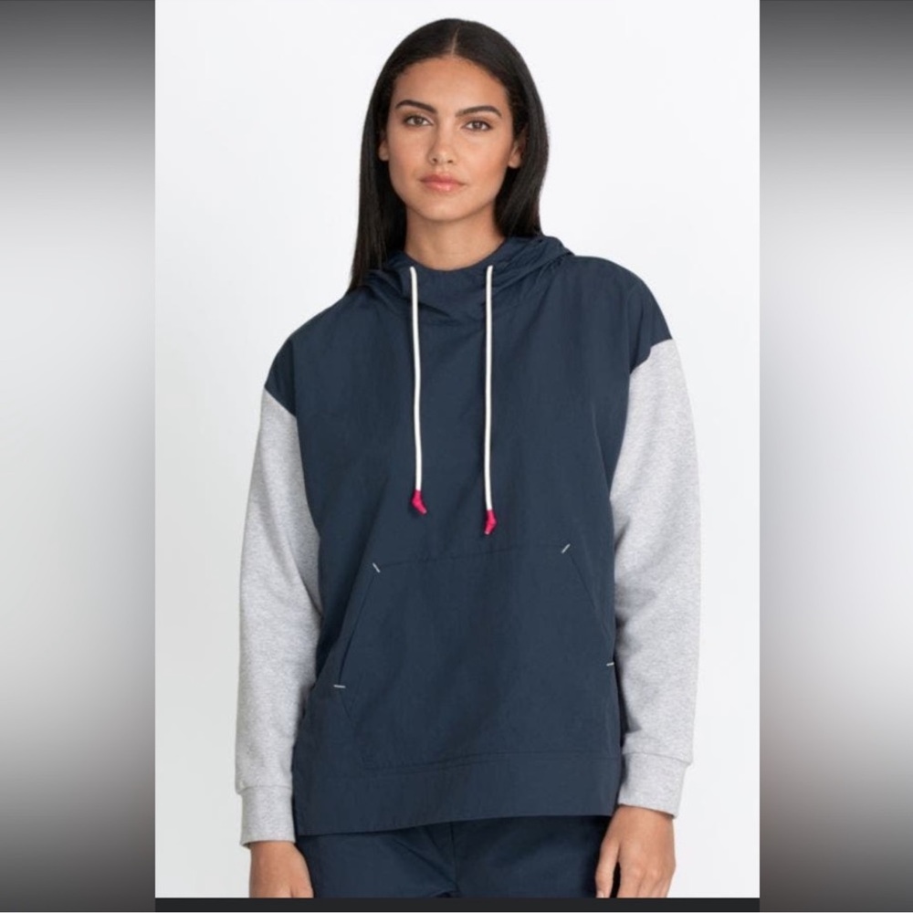 Johnny Was Calme Mix Nylon Hooded Pullover Blue Gray Women’s Size Small NWOT